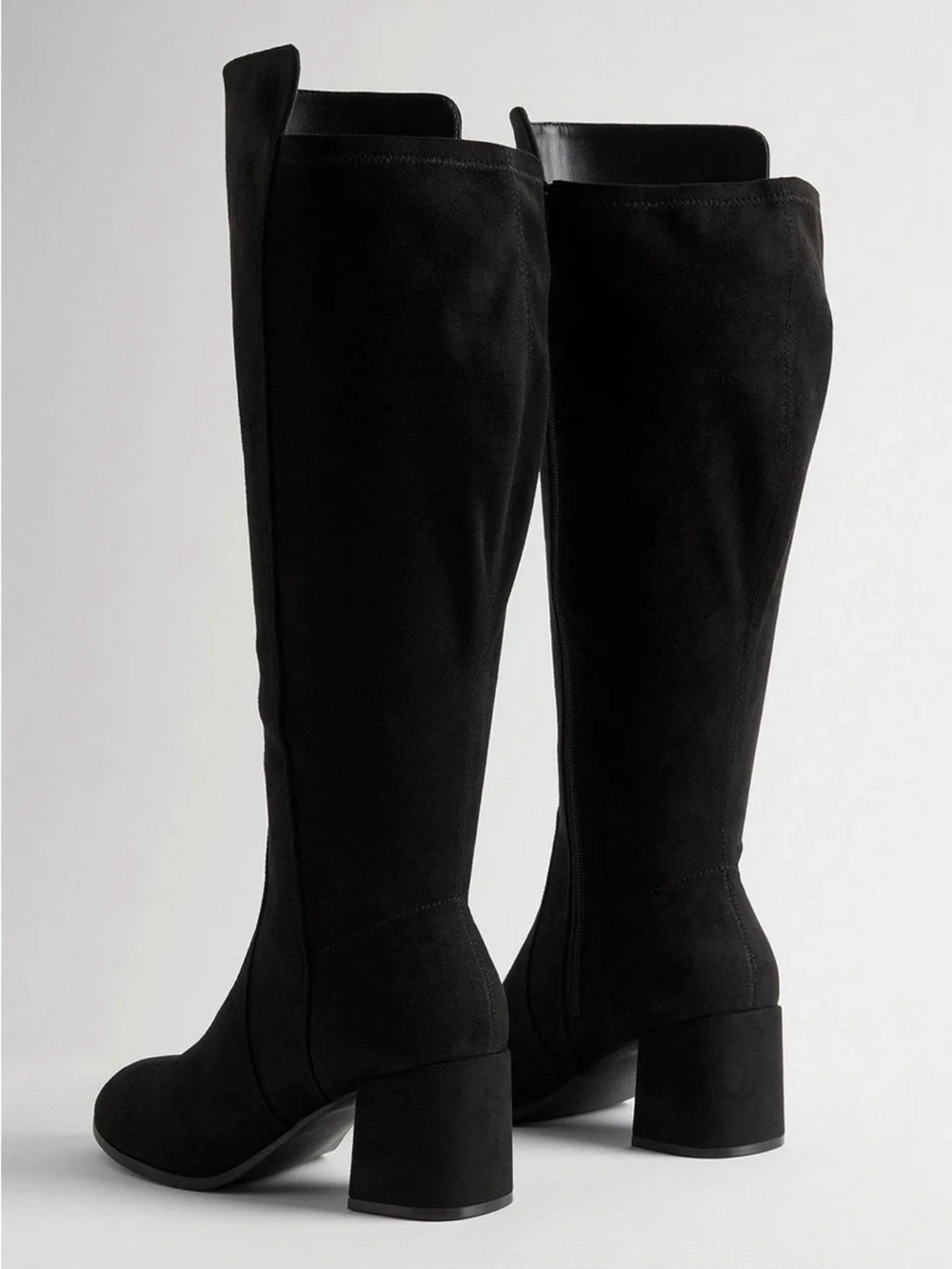 Torrid Black Stretch Knee High Block Heel Boots Size 9WW